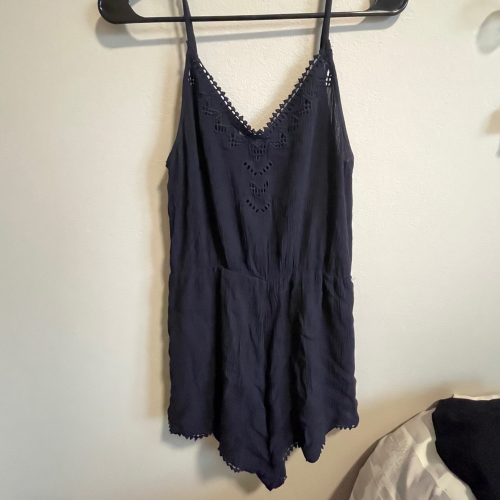 Lace trimmed romper